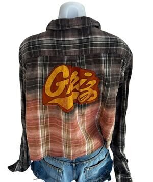University of Montana Grizzlies Plaid Flannel Shirt XXXL Crop Griz Football UM